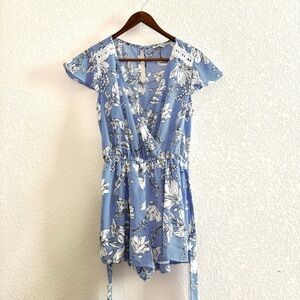 Haute Monde Blue & White Floral Romper
